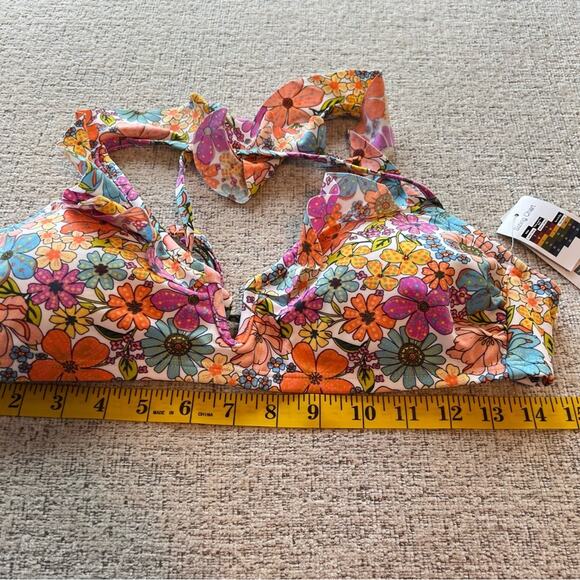 NWT Time and Tru Floral Ruffle Bikini Top Size Medium / 8 - 10 - Picture 5 of 10